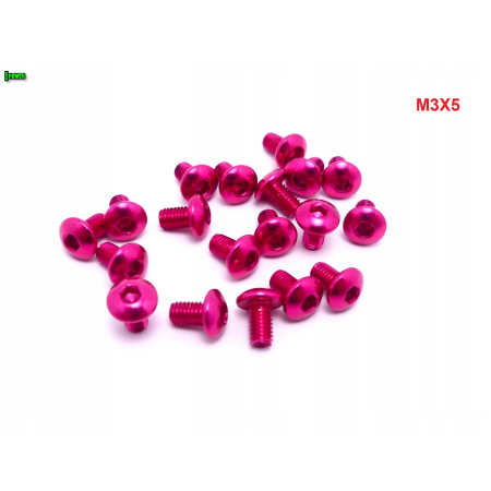 M3x5 śruba aluminiowa imbusowa iso 7380 śruby aluminiowe kolor różowy