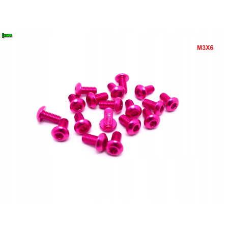 M3x6 śruba aluminiowa imbusowa iso 7380 śruby aluminiowe kolor różowy