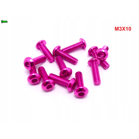 M3x10 śruba aluminiowa imbusowa iso 7380 śruby aluminiowe kolor różowy