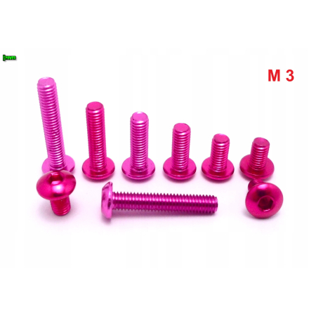 M3x10 śruba aluminiowa imbusowa iso 7380 śruby aluminiowe kolor różowy