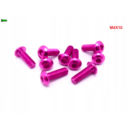 M4x10 śruba aluminiowa imbusowa iso 7380 śruby aluminiowe 6061 kolor różowy