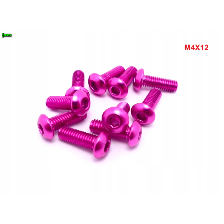 M4x12 śruba aluminiowa imbusowa iso 7380 śruby aluminiowe 6061 kolor różowy