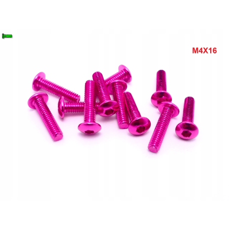 M4x16 śruba aluminiowa imbusowa iso 7380 śruby aluminiowe 6061 kolor różowy