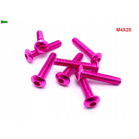 M4x20 śruba aluminiowa imbusowa iso 7380 śruby aluminiowe 6061 kolor różowy
