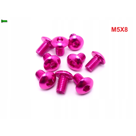 M5x8 śruba aluminiowa imbusowa iso 7380 śruby aluminiowe 6061 kolor różowy