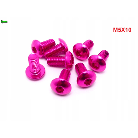 M5x10 śruba aluminiowa imbusowa iso 7380 śruby aluminiowe 6061 kolor różowy