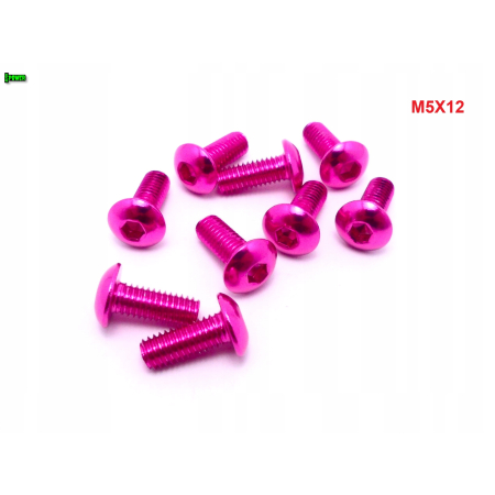M5x12 śruba aluminiowa imbusowa iso 7380 śruby aluminiowe 6061 kolor różowy