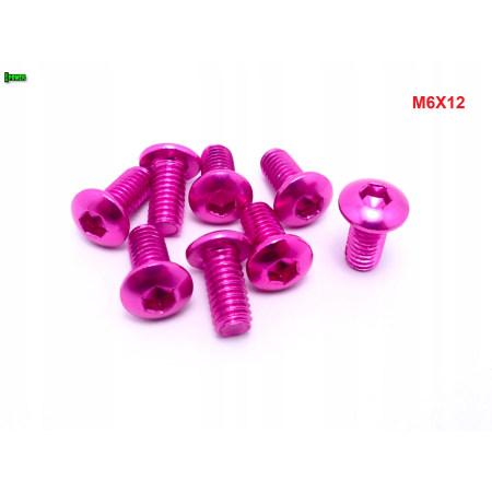 M6x12 śruba aluminiowa imbusowa iso 7380 śruby aluminiowe 6061 kolor różowy
