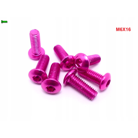 M6x16 śruba aluminiowa imbusowa iso 7380 śruby aluminiowe 6061 kolor różowy