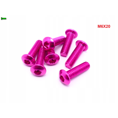M6x20 śruba aluminiowa imbusowa iso 7380 śruby aluminiowe 6061 kolor różowy