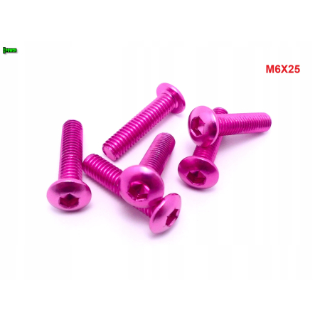 M6x25 śruba aluminiowa imbusowa iso 7380 śruby aluminiowe 6061 kolor różowy