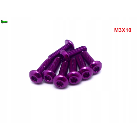 M3x10 śruba aluminiowa imbusowa iso 7380 śruby aluminiowe kolor fioletowy