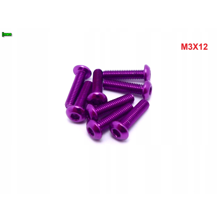 M3x12 śruba aluminiowa imbusowa iso 7380 śruby aluminiowe kolor fioletowy
