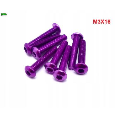 M3x16 śruba aluminiowa imbusowa iso 7380 śruby aluminiowe kolor fioletowy