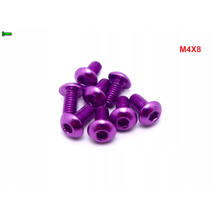 M4x8 śruba aluminiowa imbusowa iso 7380 śruby aluminiowe kolor fioletowy
