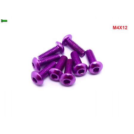 M4x12 śruba aluminiowa imbusowa iso 7380 śruby aluminiowe kolor fioletowy