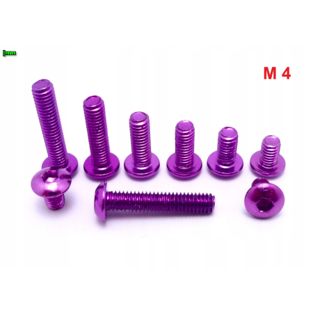 M4x12 śruba aluminiowa imbusowa iso 7380 śruby aluminiowe kolor fioletowy