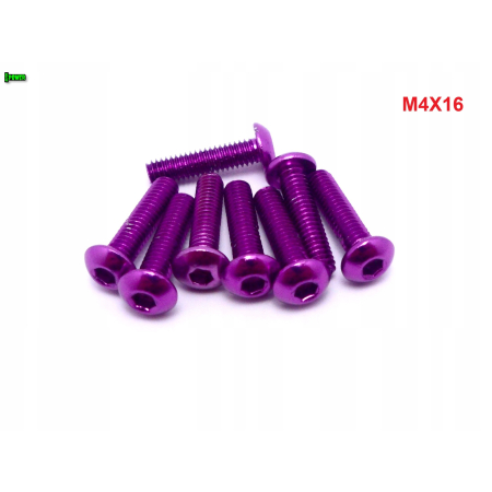M4x16 śruba aluminiowa imbusowa iso 7380 śruby aluminiowe kolor fioletowy