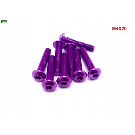 M4x20 śruba aluminiowa imbusowa iso 7380 śruby aluminiowe kolor fioletowy