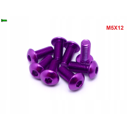 M5x12 śruba aluminiowa imbusowa iso 7380 śruby aluminiowe kolor fioletowy