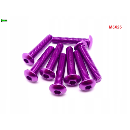 M5x25 śruba aluminiowa imbusowa iso 7380 śruby aluminiowe kolor fioletowy