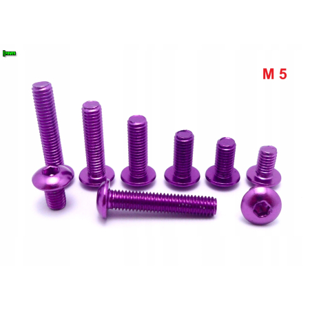 M5x25 śruba aluminiowa imbusowa iso 7380 śruby aluminiowe kolor fioletowy