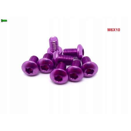 M6x10 śruba aluminiowa imbusowa iso 7380 śruby aluminiowe kolor fioletowy
