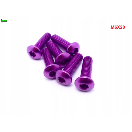 M6x20 śruba aluminiowa imbusowa iso 7380 śruby aluminiowe kolor fioletowy