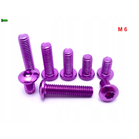 M6x20 śruba aluminiowa imbusowa iso 7380 śruby aluminiowe kolor fioletowy