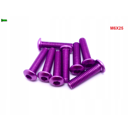 M6x25 śruba aluminiowa imbusowa iso 7380 śruby aluminiowe kolor fioletowy