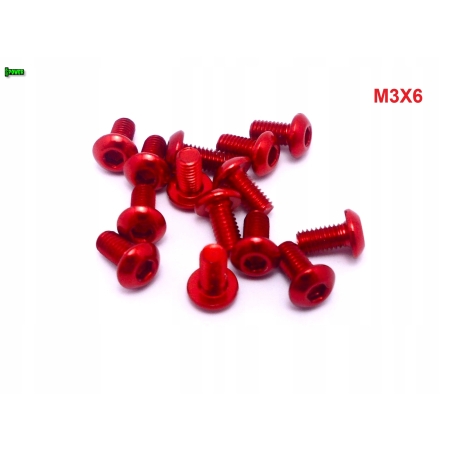 M3x6 śruba aluminiowa imbusowa iso 7380 śruby aluminiowe kolor czerwony