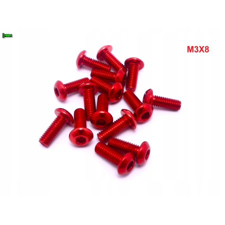 M3x8 śruba aluminiowa imbusowa iso 7380 śruby aluminiowe kolor czerwony