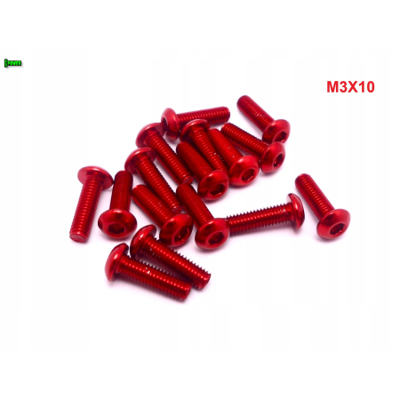 M3x10 śruba aluminiowa imbusowa iso 7380 śruby aluminiowe kolor czerwony