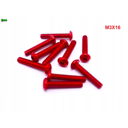 M3x16 śruba aluminiowa imbusowa iso 7380 śruby aluminiowe kolor czerwony