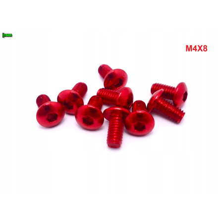 M4x8 śruba aluminiowa imbusowa iso 7380 śruby aluminiowe kolor czerwony