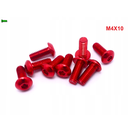 M4x10 śruba aluminiowa imbusowa iso 7380 śruby aluminiowe kolor czerwony