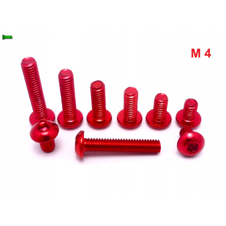 M4x10 śruba aluminiowa imbusowa iso 7380 śruby aluminiowe kolor czerwony