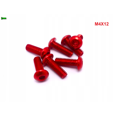 M4x12 śruba aluminiowa imbusowa iso 7380 śruby aluminiowe kolor czerwony