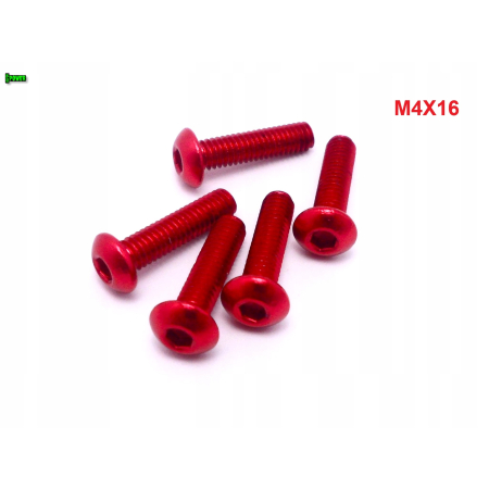 M4x16 śruba aluminiowa imbusowa iso 7380 śruby aluminiowe kolor czerwony
