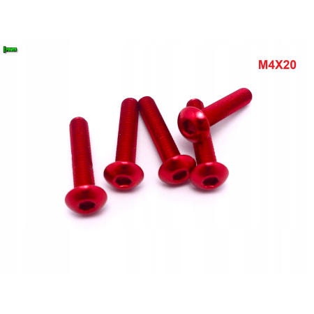 M4x20 śruba aluminiowa imbusowa iso 7380 śruby aluminiowe kolor czerwony