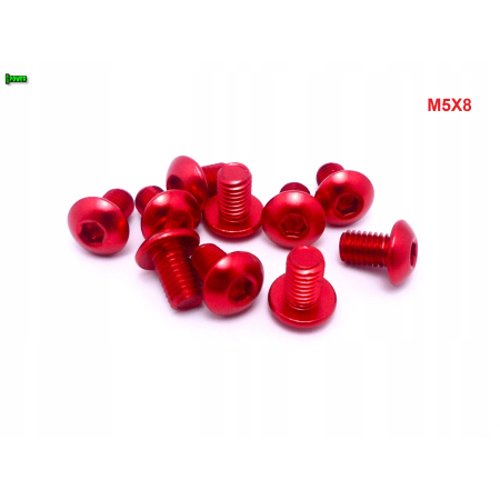 M5x8 śruba aluminiowa imbusowa iso 7380 śruby aluminiowe kolor czerwony