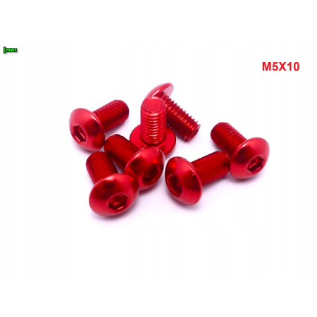 M5x10 śruba aluminiowa imbusowa iso 7380 śruby aluminiowe kolor czerwony