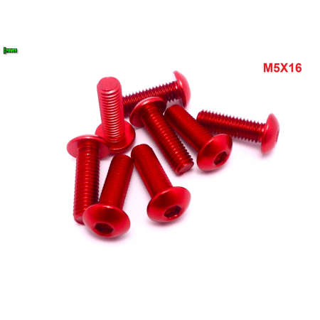 M5x16 śruba aluminiowa imbusowa iso 7380 śruby aluminiowe kolor czerwony