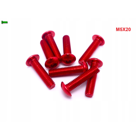 M5x20 śruba aluminiowa imbusowa iso 7380 śruby aluminiowe kolor czerwony