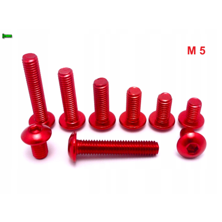 M5x20 śruba aluminiowa imbusowa iso 7380 śruby aluminiowe kolor czerwony
