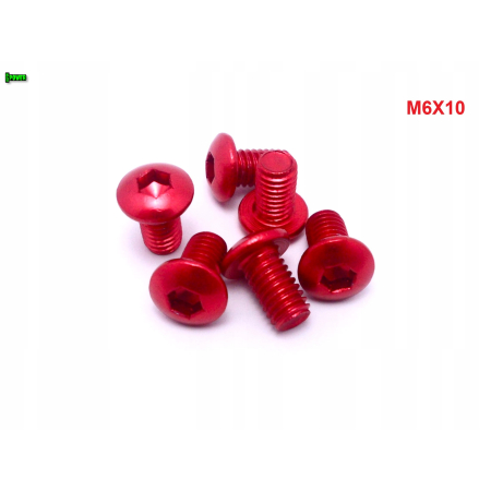 M6x10 śruba aluminiowa imbusowa iso 7380 śruby aluminiowe kolor czerwony