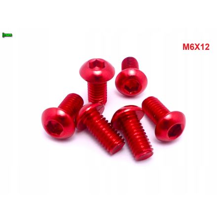 M6x12 śruba aluminiowa imbusowa iso 7380 śruby aluminiowe kolor czerwony