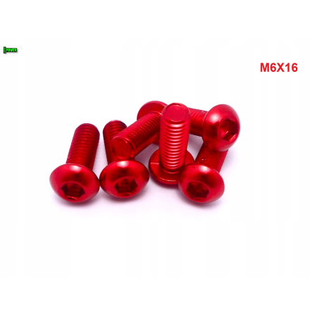 M6x16 śruba aluminiowa imbusowa iso 7380 śruby aluminiowe kolor czerwony