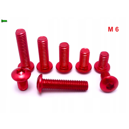 M6x20 śruba aluminiowa imbusowa iso 7380 śruby aluminiowe kolor czerwony