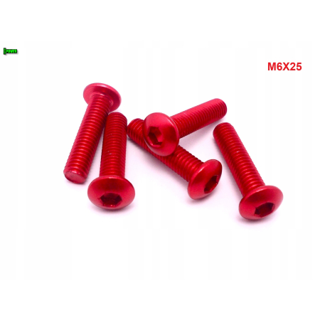 M6x25 śruba aluminiowa imbusowa iso 7380 śruby aluminiowe kolor czerwony